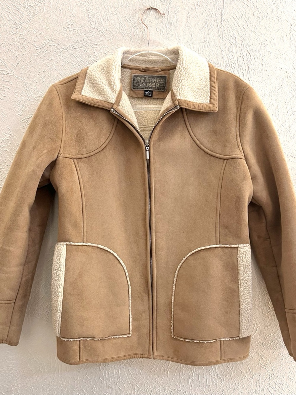 Vintage Weather Tamer Women's faux-suede sherpa-lined shearling jacket Sz M